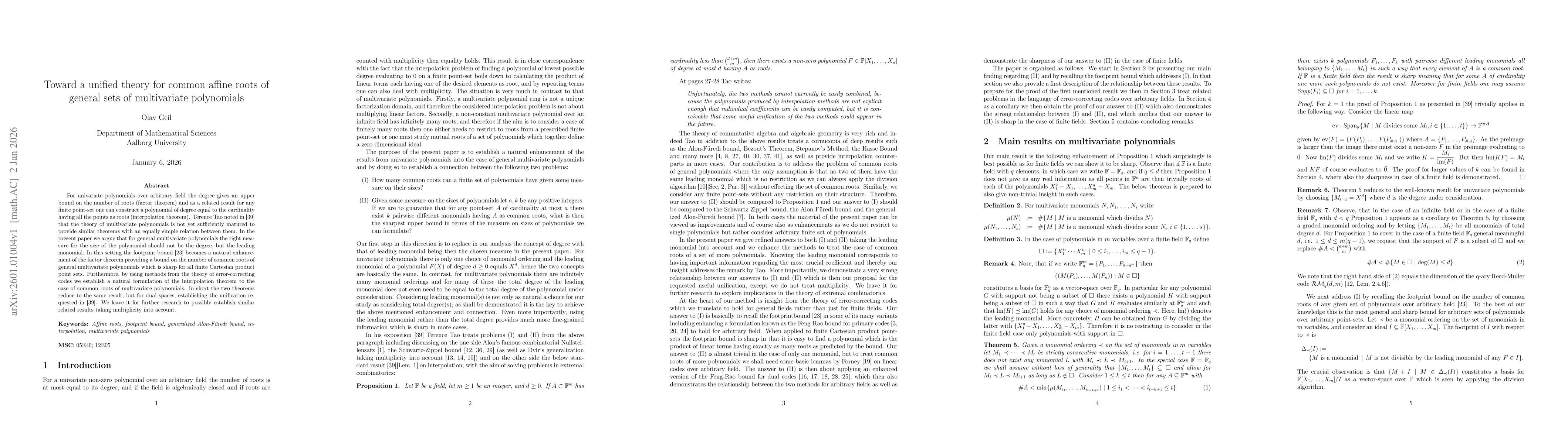 Thumbnail for Toward a unified theory for common affine roots of general sets of multivariate polynomials