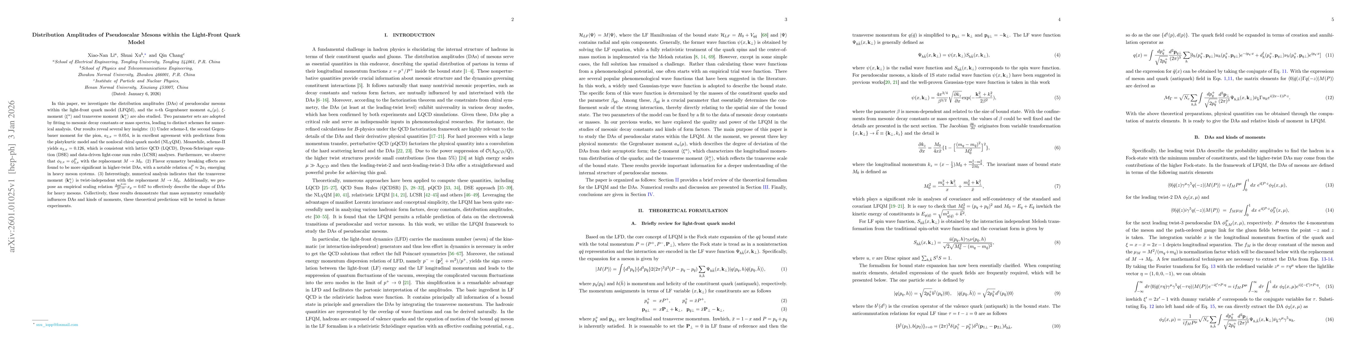 Thumbnail for Distribution Amplitudes of Pseudoscalar Mesons within the Light-Front Quark Model