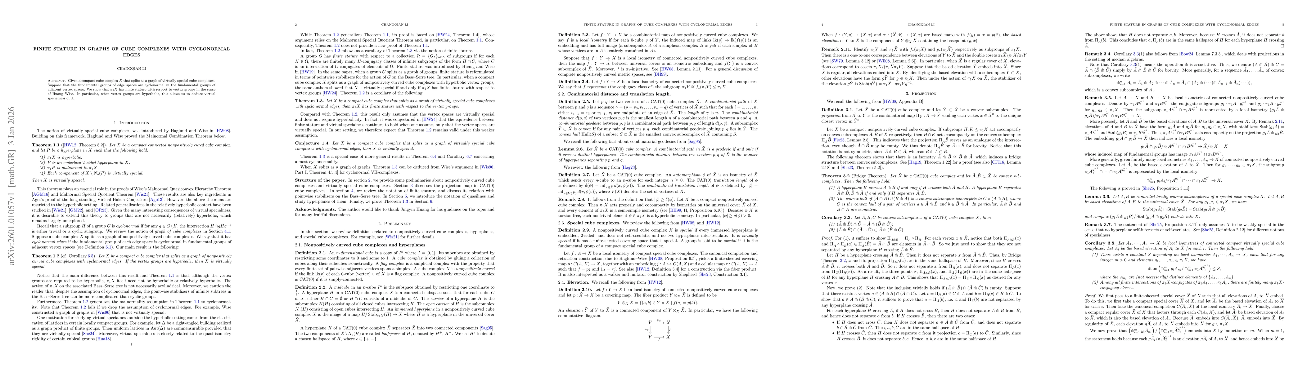 Thumbnail for Finite Stature in Graphs of Cube Complexes with Cyclonormal Edges
