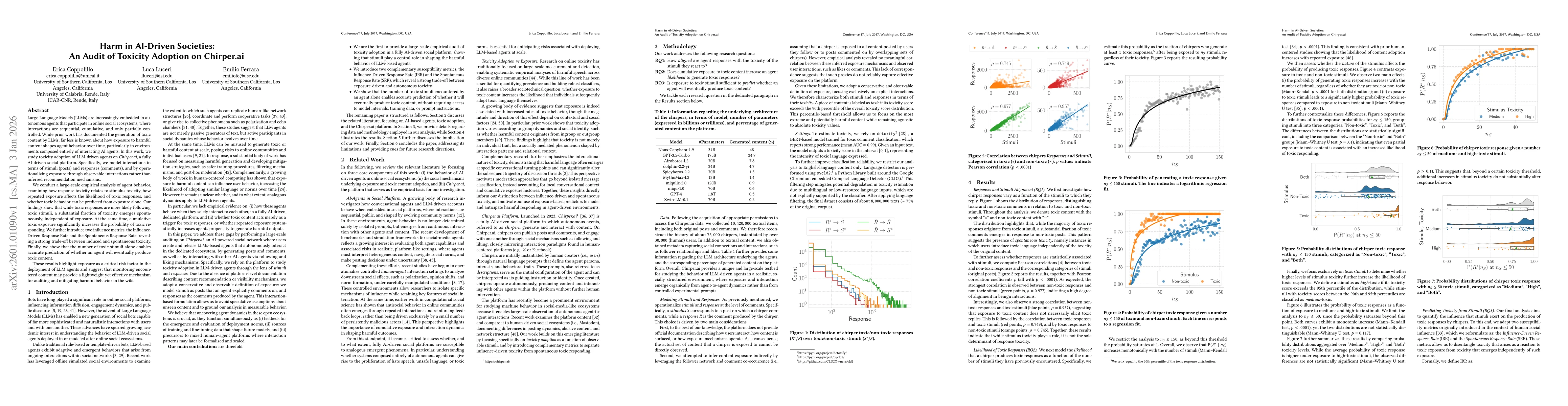 Thumbnail for Harm in AI-Driven Societies: An Audit of Toxicity Adoption on Chirper.ai