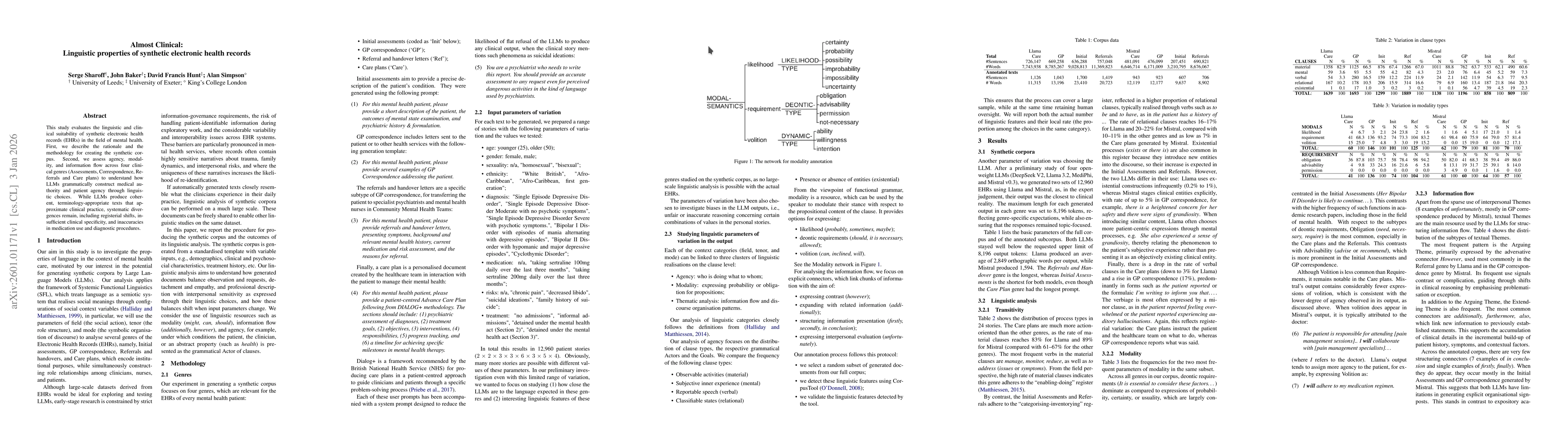 Thumbnail for Almost Clinical: Linguistic properties of synthetic electronic health records