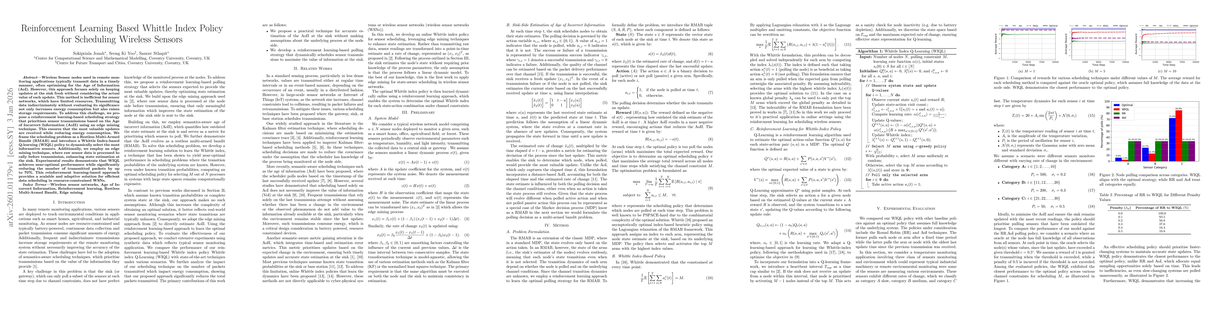 Thumbnail for Reinforcement Learning Based Whittle Index Policy for Scheduling Wireless Sensors