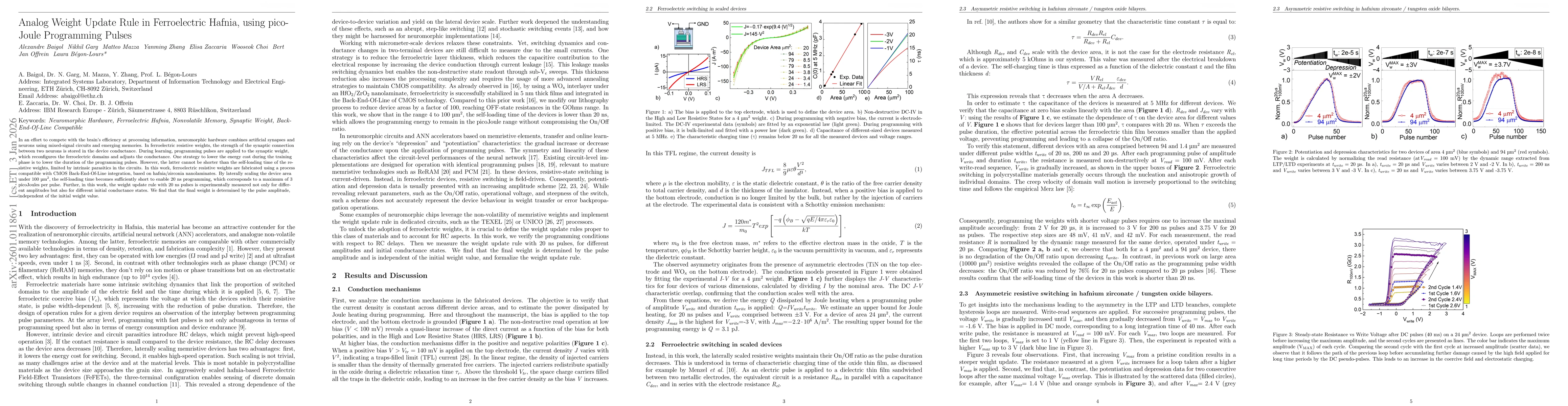 Thumbnail for Analog Weight Update Rule in Ferroelectric Hafnia, using pico-Joule Programming Pulses