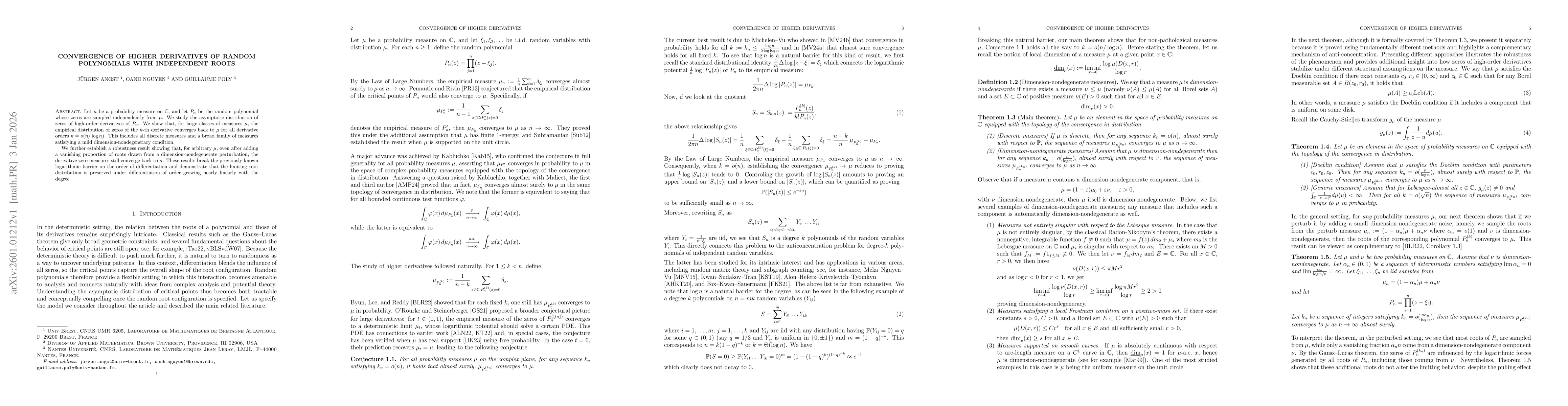 Thumbnail for Convergence of higher derivatives of random polynomials with independent roots