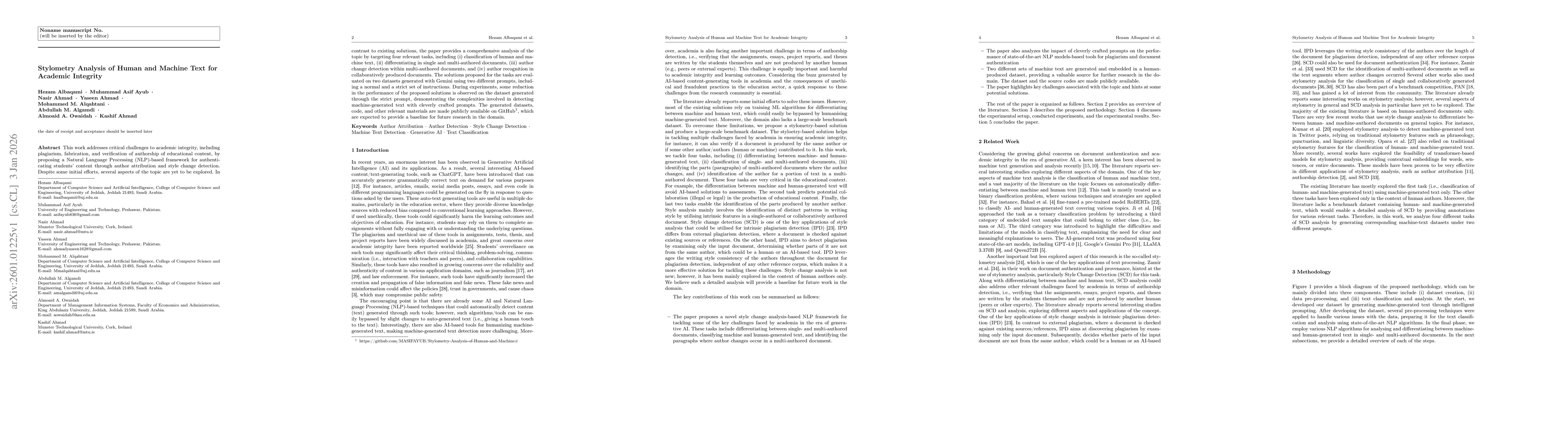 Thumbnail for Stylometry Analysis of Human and Machine Text for Academic Integrity