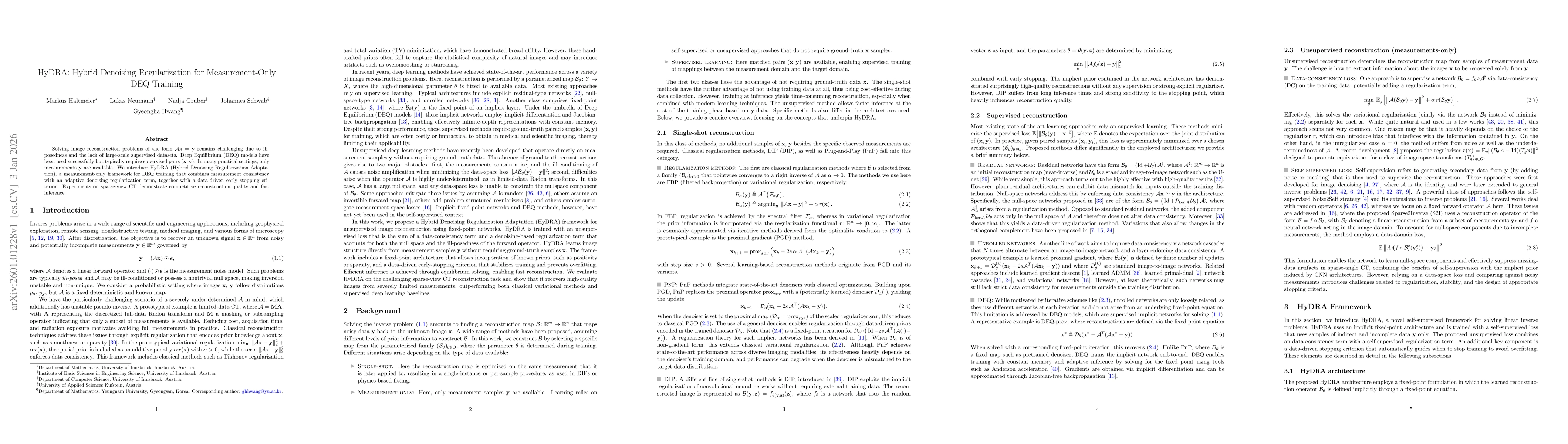 Thumbnail for HyDRA: Hybrid Denoising Regularization for Measurement-Only DEQ Training