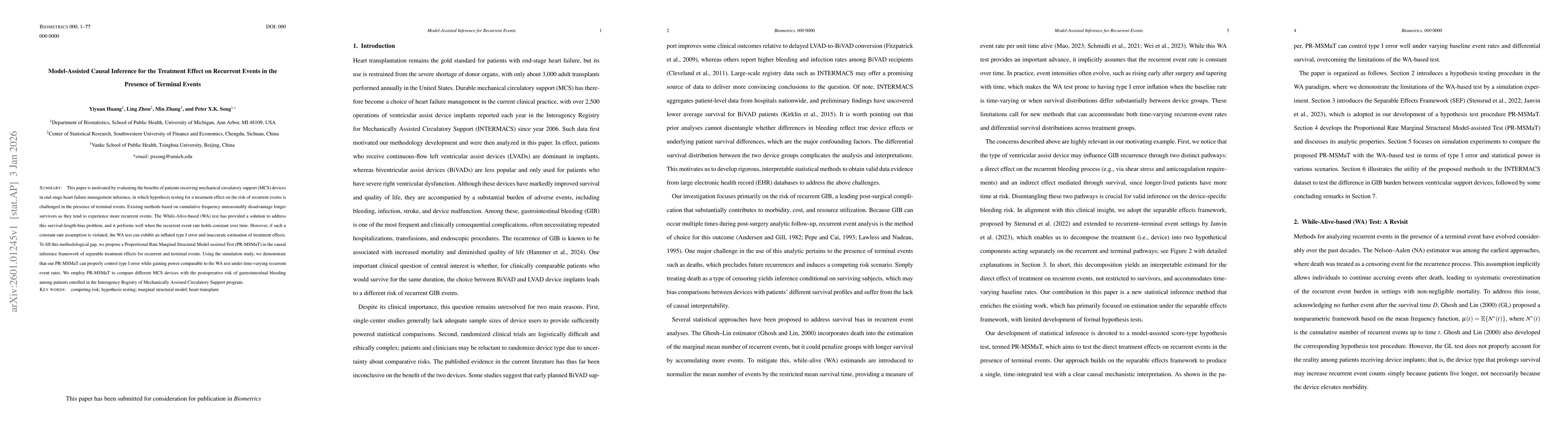 Thumbnail for Model-Assisted Causal Inference for the Treatment Effect on Recurrent Events in the Presence of Terminal Events