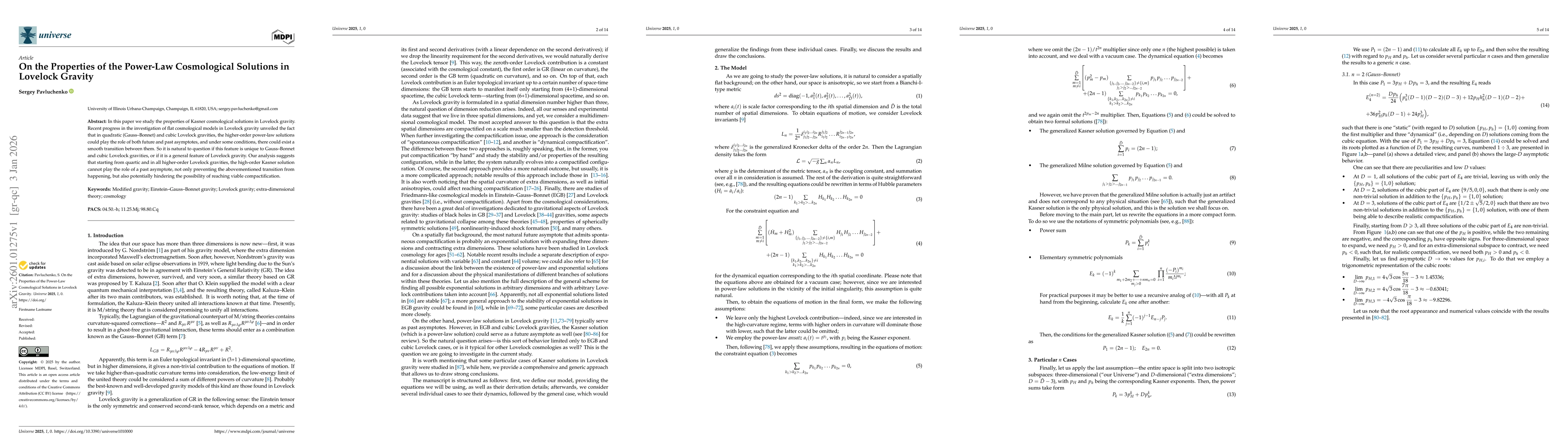 Thumbnail for On the Properties of the Power-Law Cosmological Solutions in Lovelock Gravity