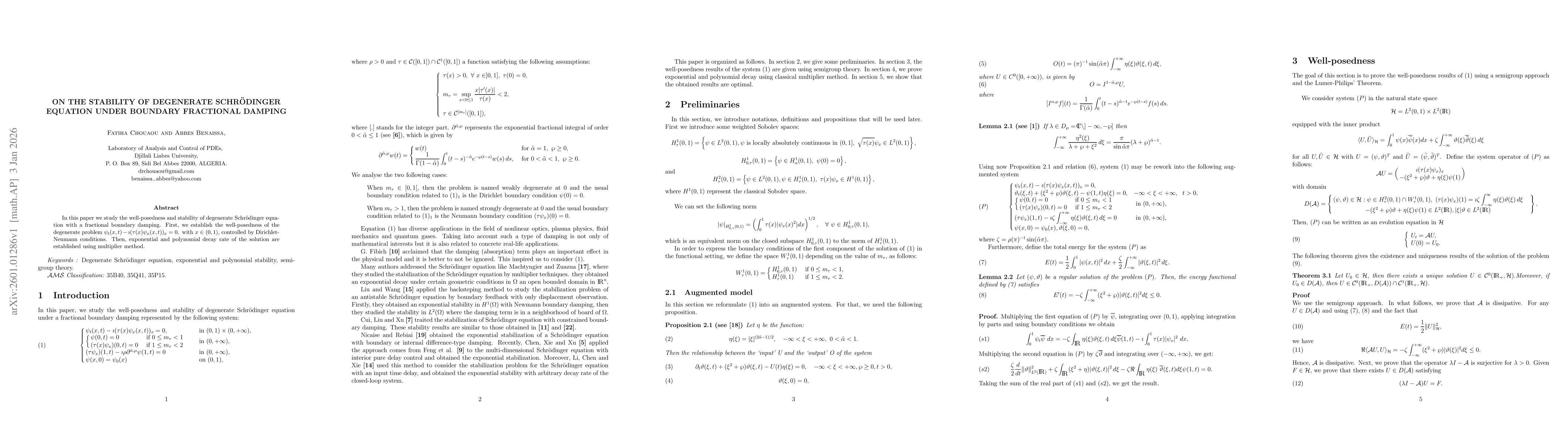 Thumbnail for On the stability of degenerate Schrödinger equation under boundary fractional damping