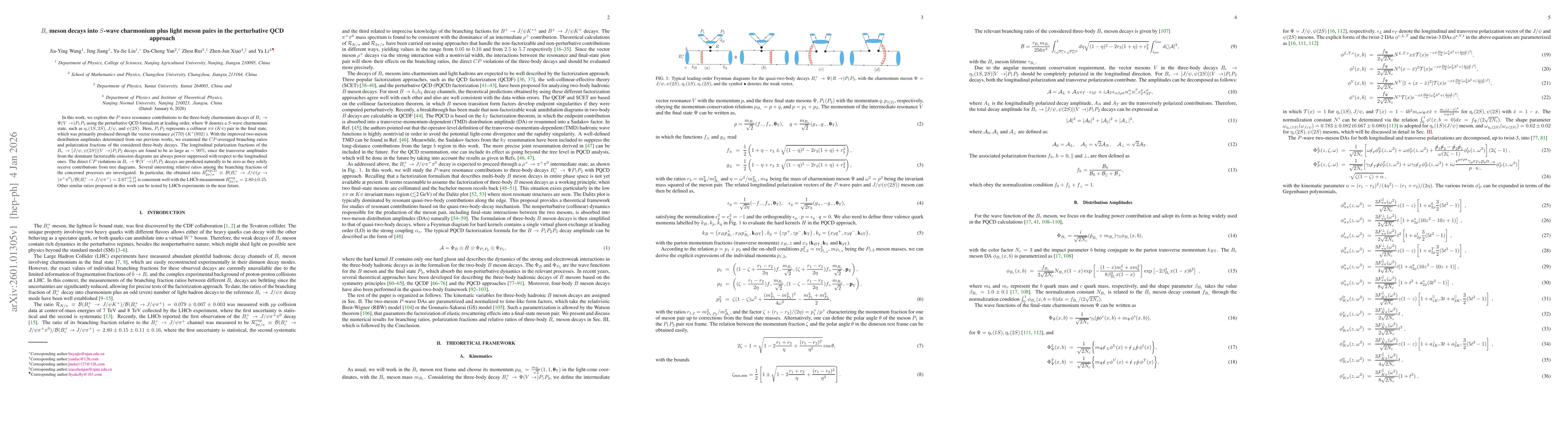 Thumbnail for $B_c$ meson decays into $S$-wave charmonium plus light meson pairs in the perturbative QCD approach