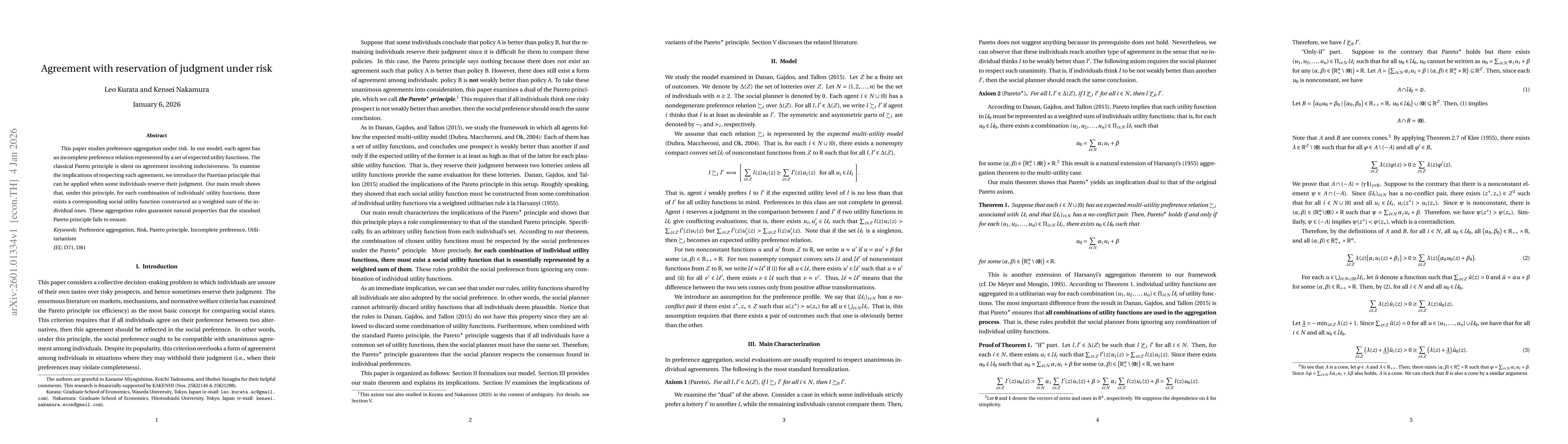 Thumbnail for Agreement with reservation of judgment under risk