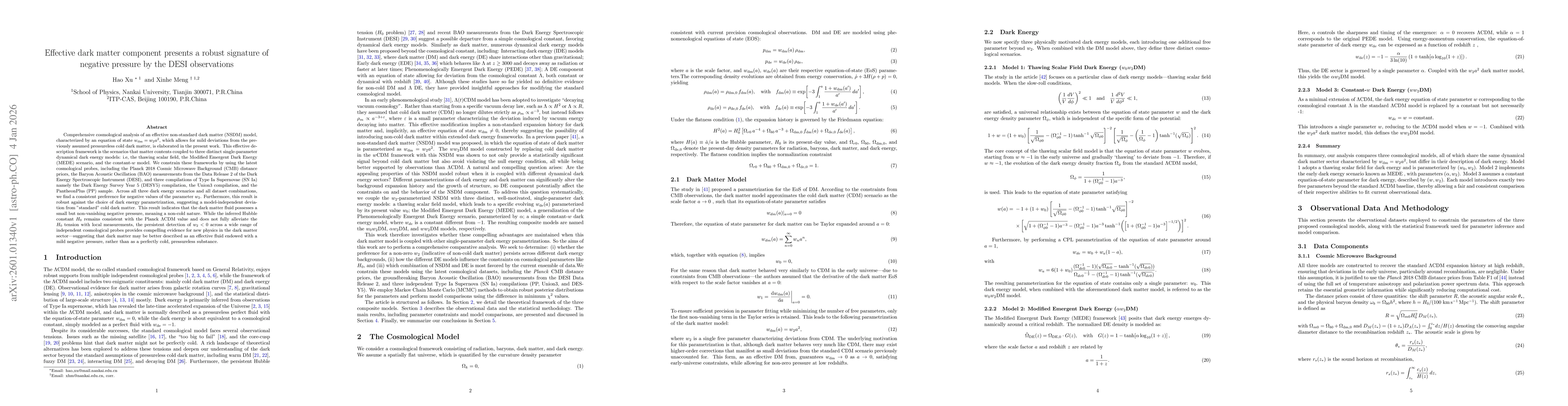 Thumbnail for Effective dark matter component presents a robust signature of negative pressure by the DESI observations