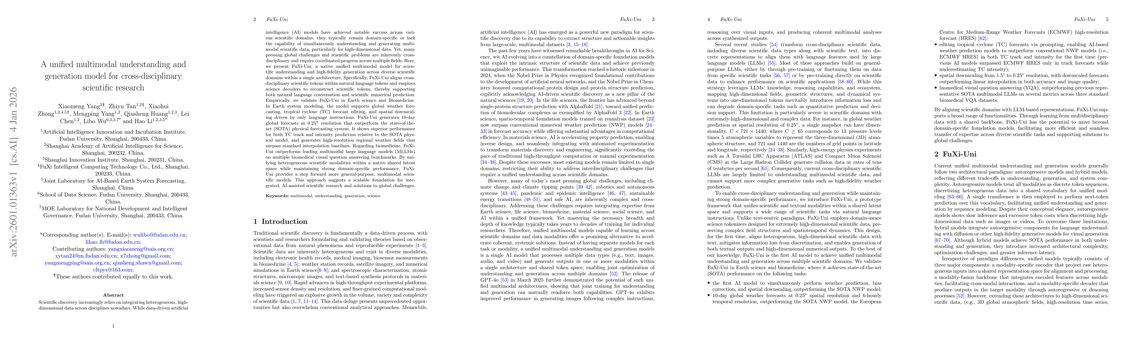 Thumbnail for A unified multimodal understanding and generation model for cross-disciplinary scientific research