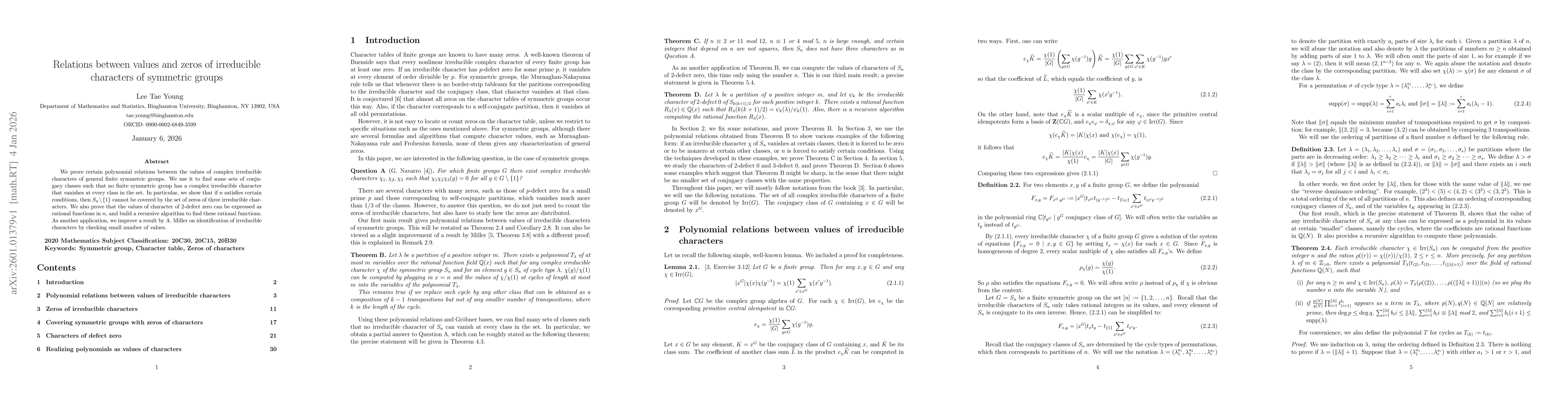 Thumbnail for Relations between values and zeros of irreducible characters of symmetric groups