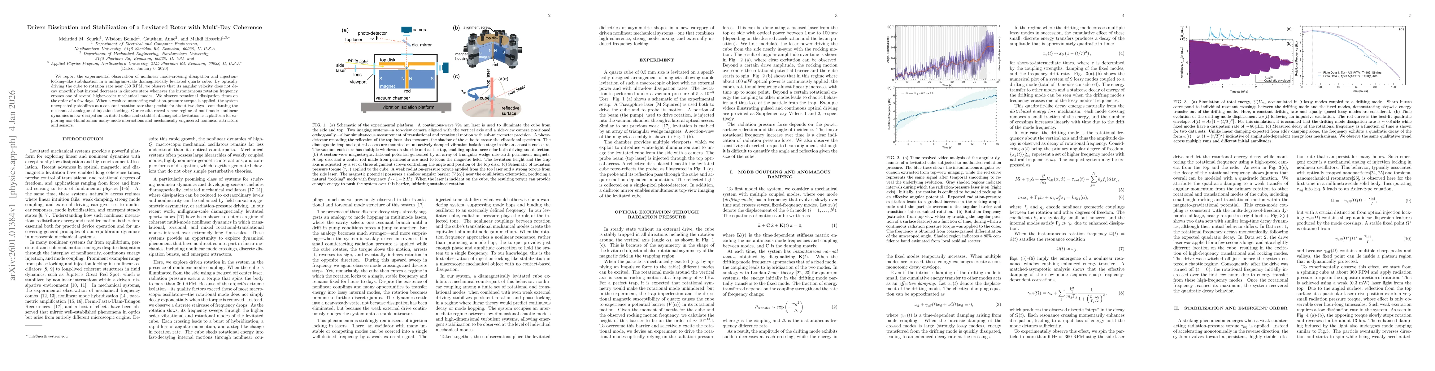 Thumbnail for Driven Dissipation and Stabilization of a Levitated Rotor with Multi-Day Coherence
