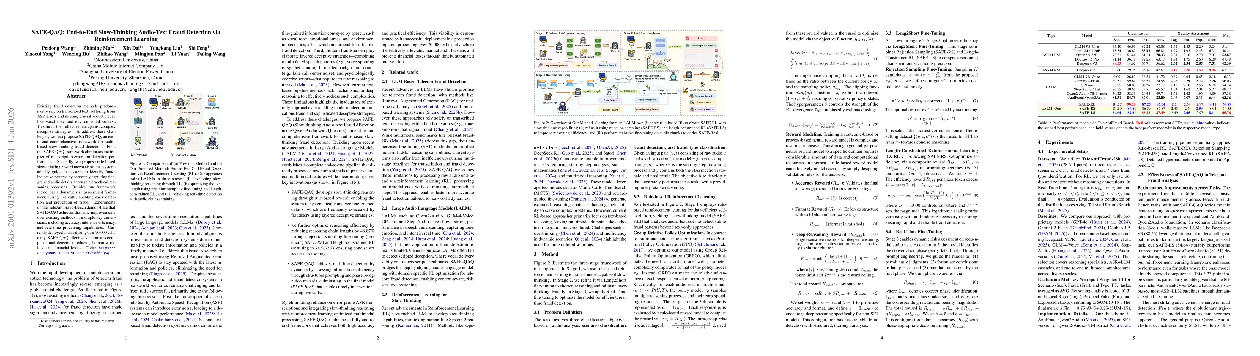 Thumbnail for SAFE-QAQ: End-to-End Slow-Thinking Audio-Text Fraud Detection via Reinforcement Learning