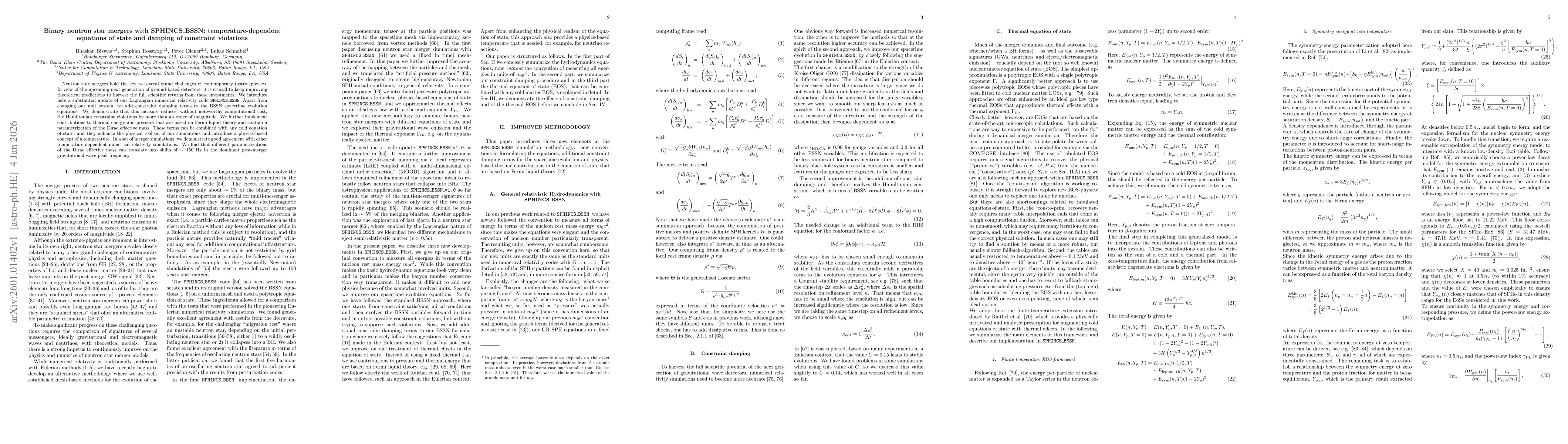 Thumbnail for Binary neutron star mergers with SPHINCS_BSSN: temperature-dependent equations of state and damping of constraint violations