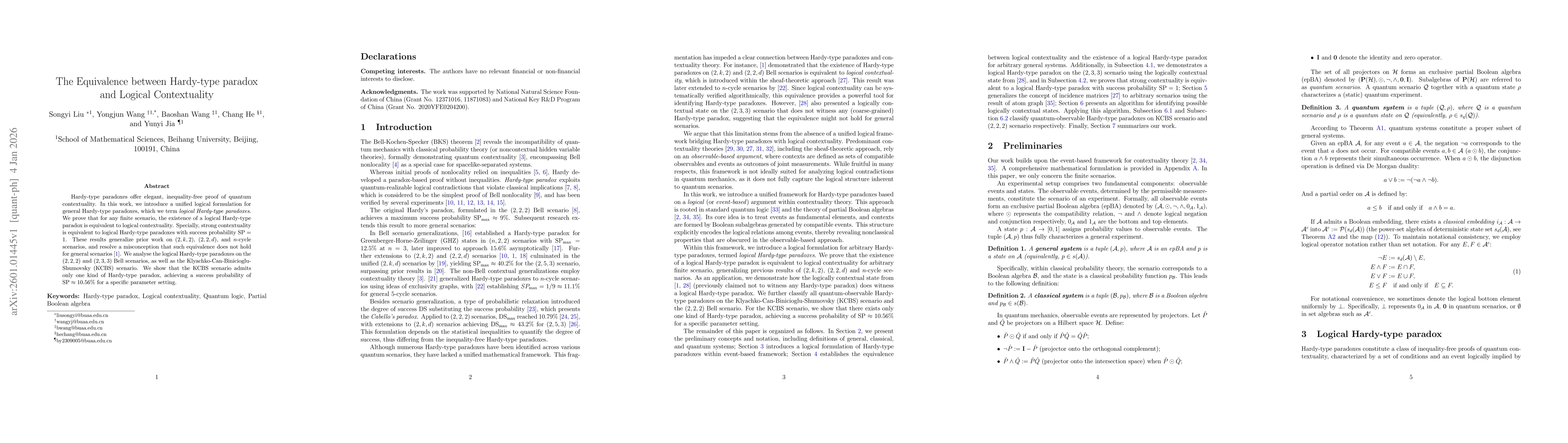 Thumbnail for The Equivalence between Hardy-type paradox and Logical Contextuality