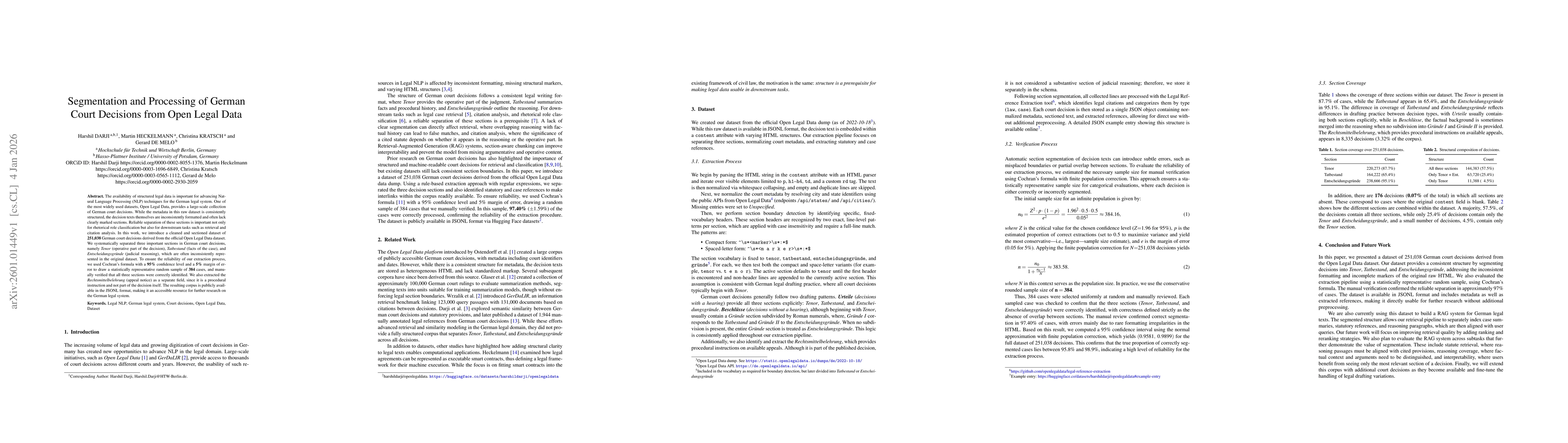 Thumbnail for Segmentation and Processing of German Court Decisions from Open Legal Data