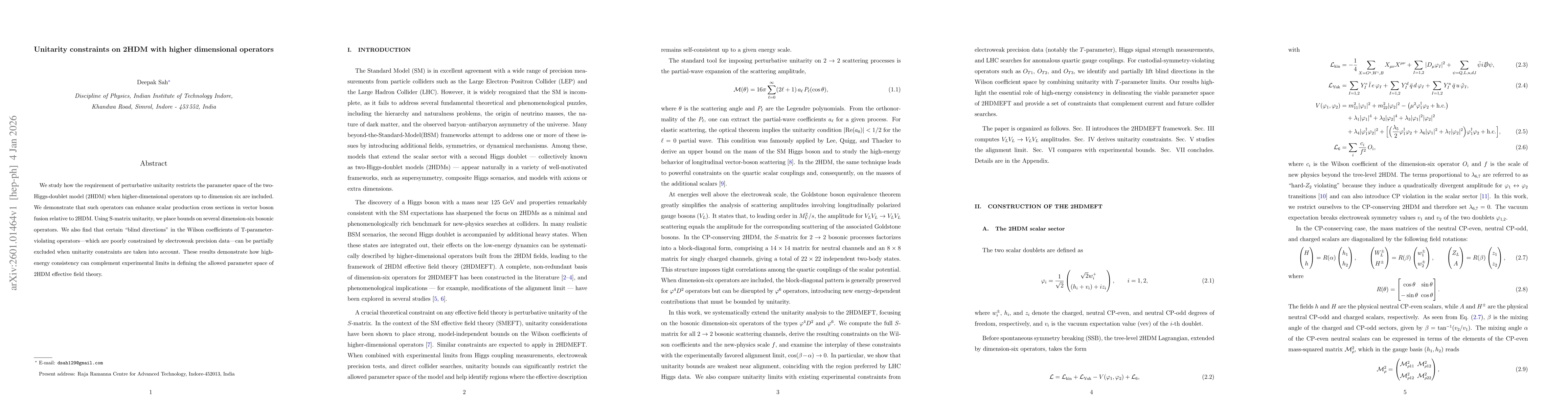 Thumbnail for Unitarity constraints on 2HDM with higher dimensional operators