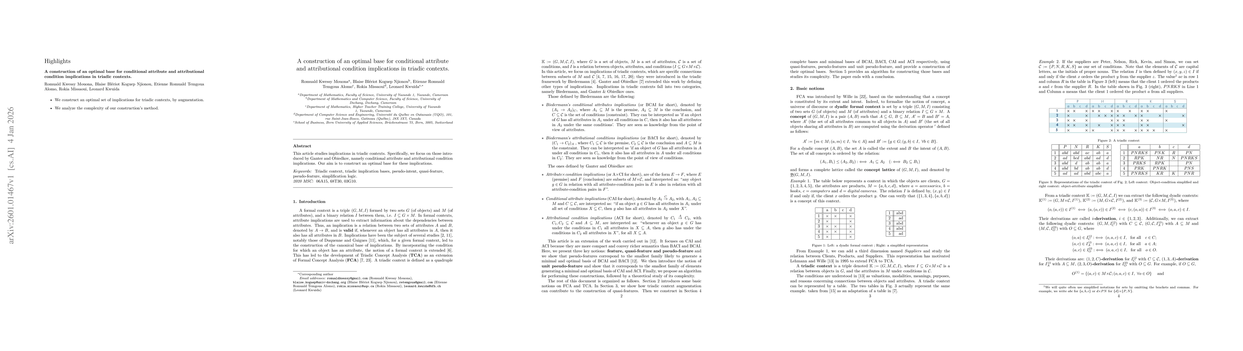 Thumbnail for A construction of an optimal base for conditional attribute and attributional condition implications in triadic contexts