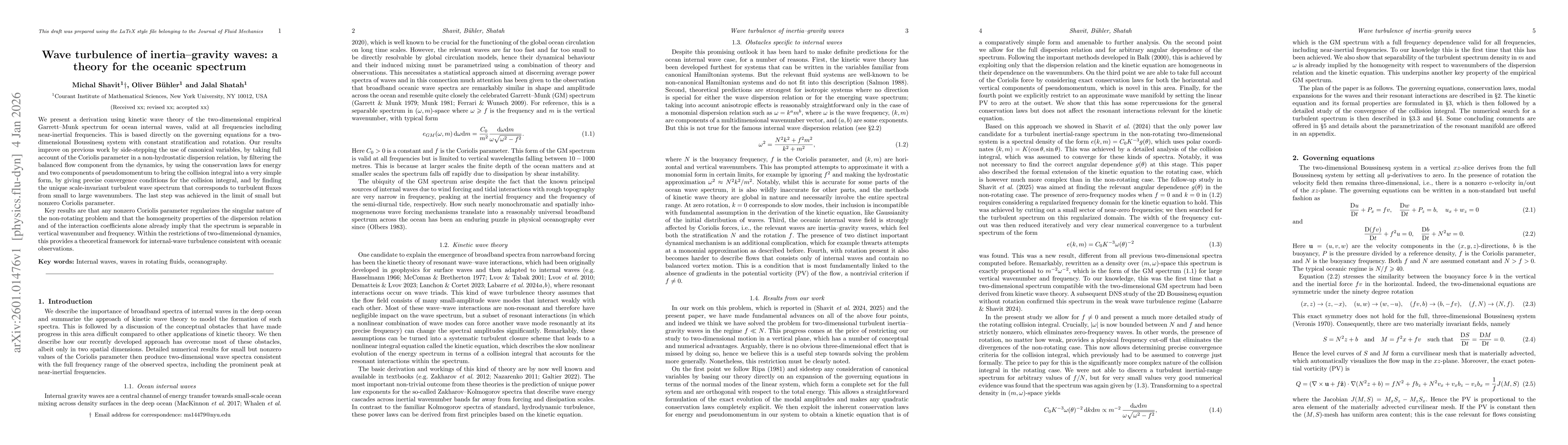 Thumbnail for Wave turbulence of inertia--gravity waves: a theory for the oceanic spectrum