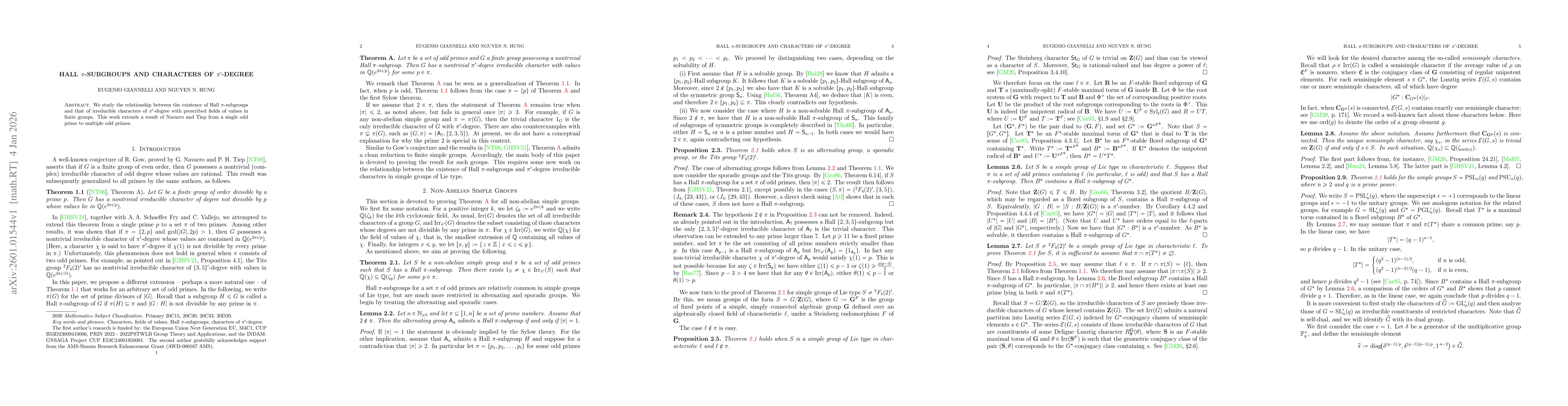 Thumbnail for Hall $π$-subgroups and characters of $π'$-degree