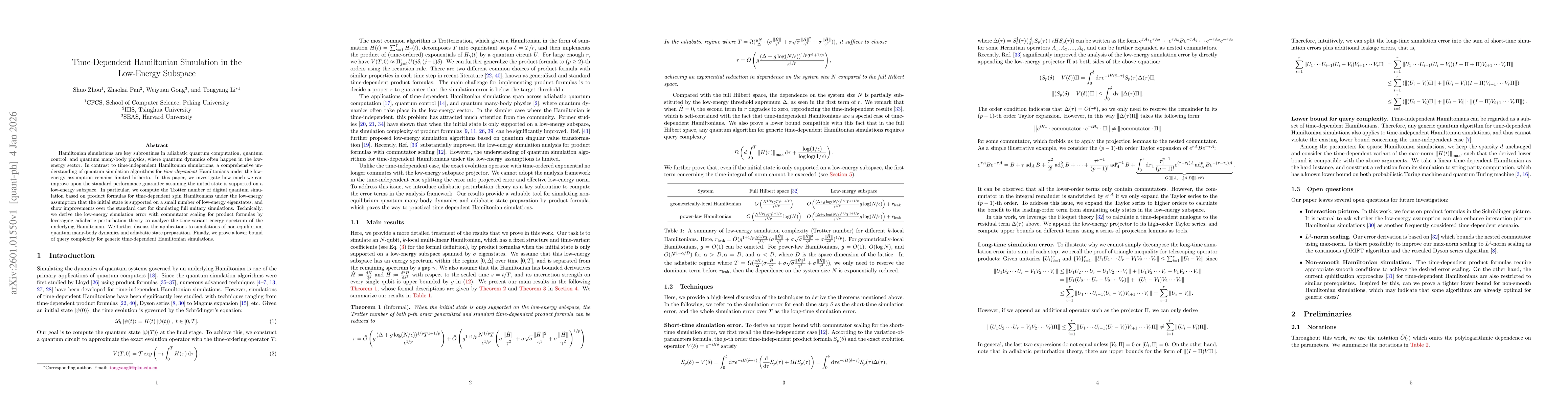 Thumbnail for Time-Dependent Hamiltonian Simulation in the Low-Energy Subspace