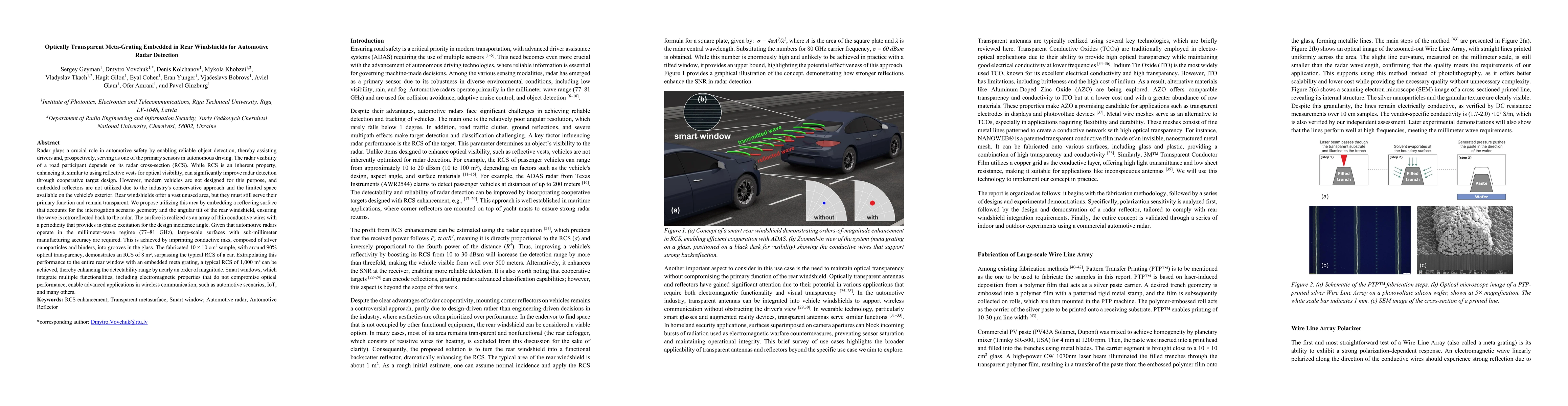 Thumbnail for Optically Transparent Meta-Grating Embedded in Rear Windshields for Automotive Radar Detection