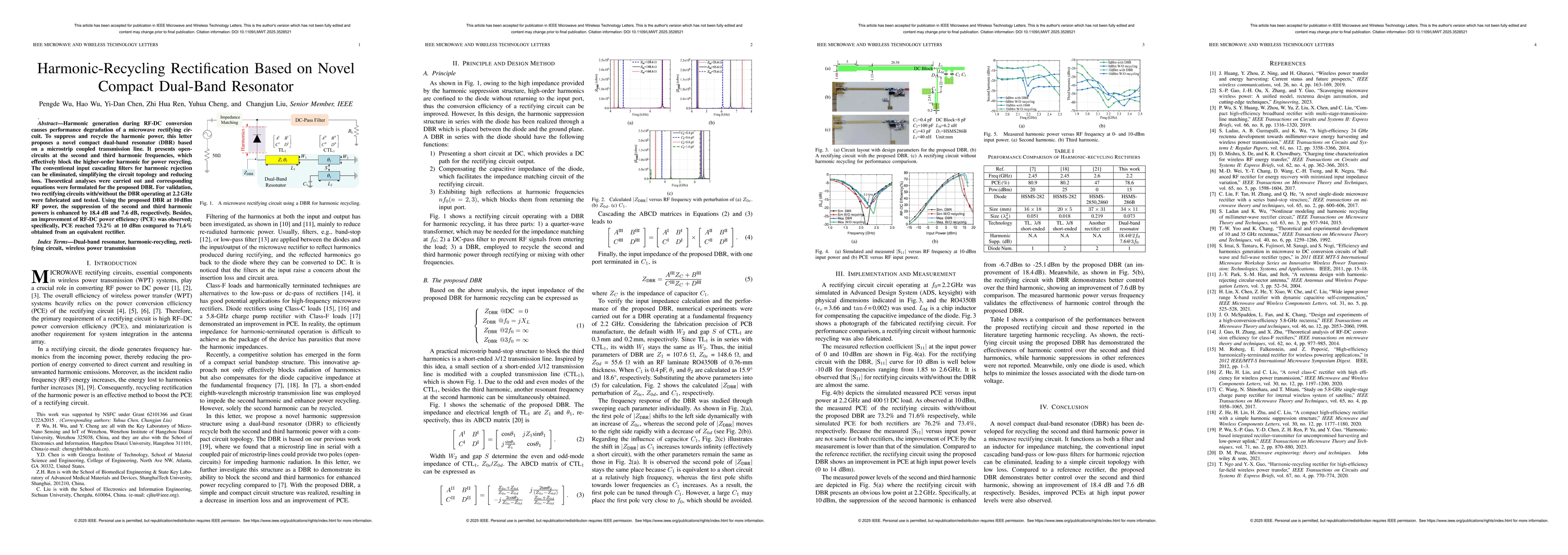 Thumbnail for Harmonic-Recycling Rectification Based on Novel Compact Dual-Band Resonator