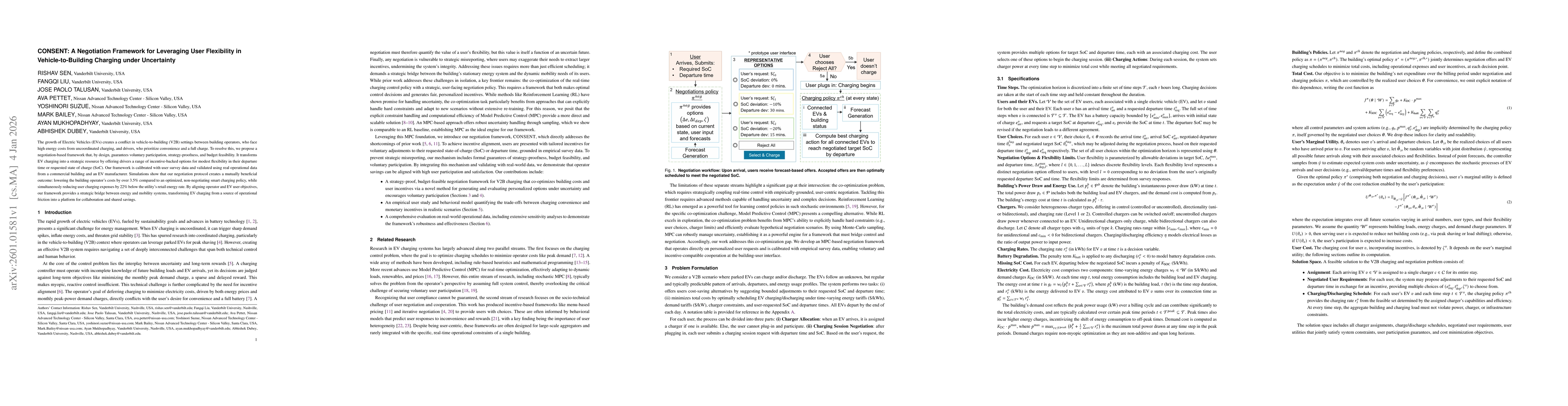 Thumbnail for CONSENT: A Negotiation Framework for Leveraging User Flexibility in Vehicle-to-Building Charging under Uncertainty