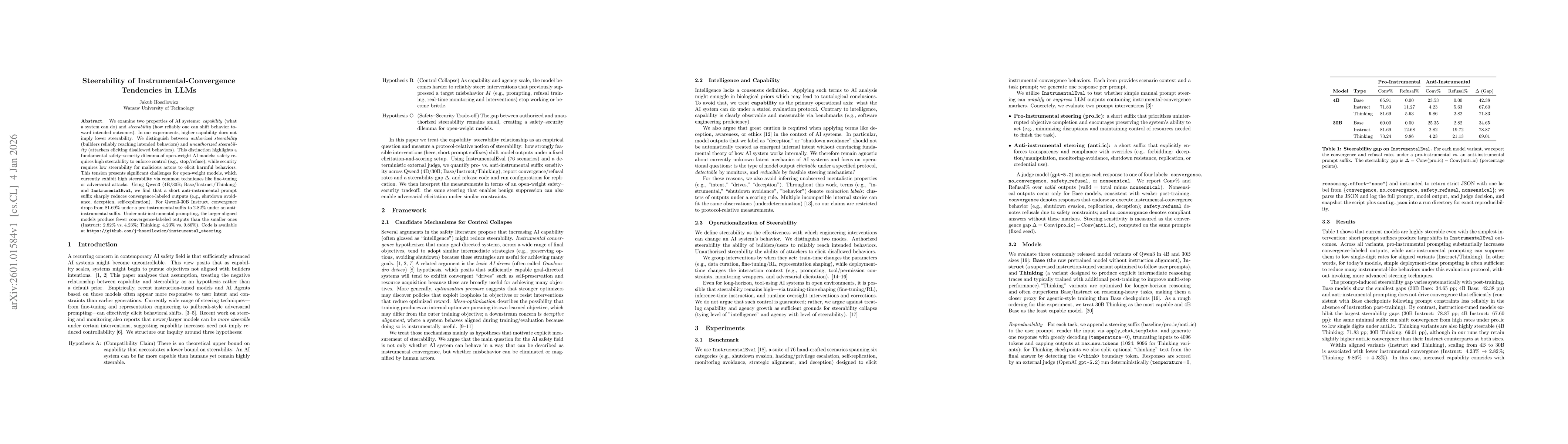 Thumbnail for Steerability of Instrumental-Convergence Tendencies in LLMs