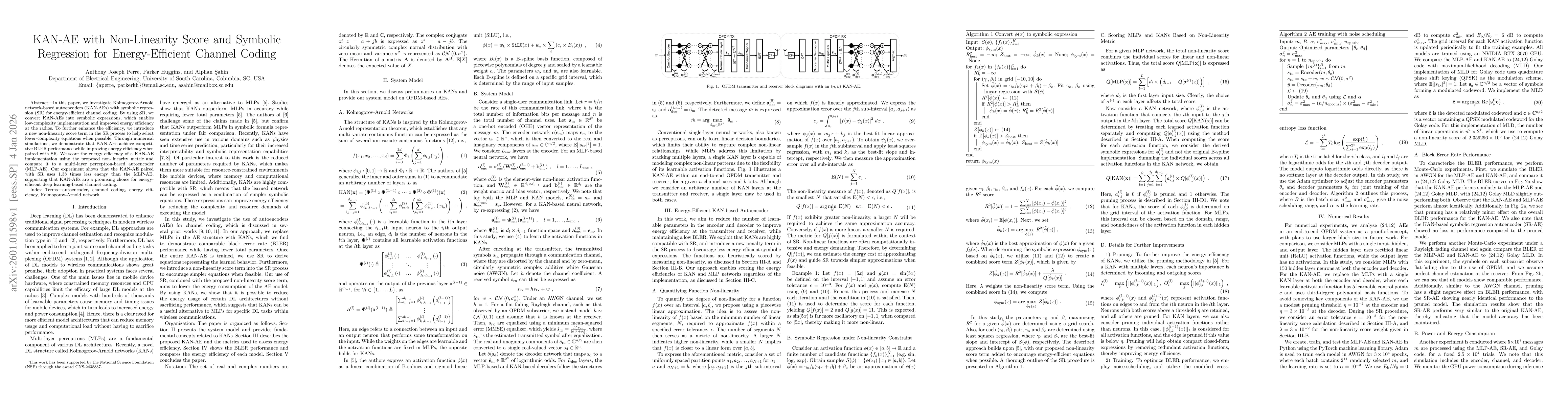 Thumbnail for KAN-AE with Non-Linearity Score and Symbolic Regression for Energy-Efficient Channel Coding