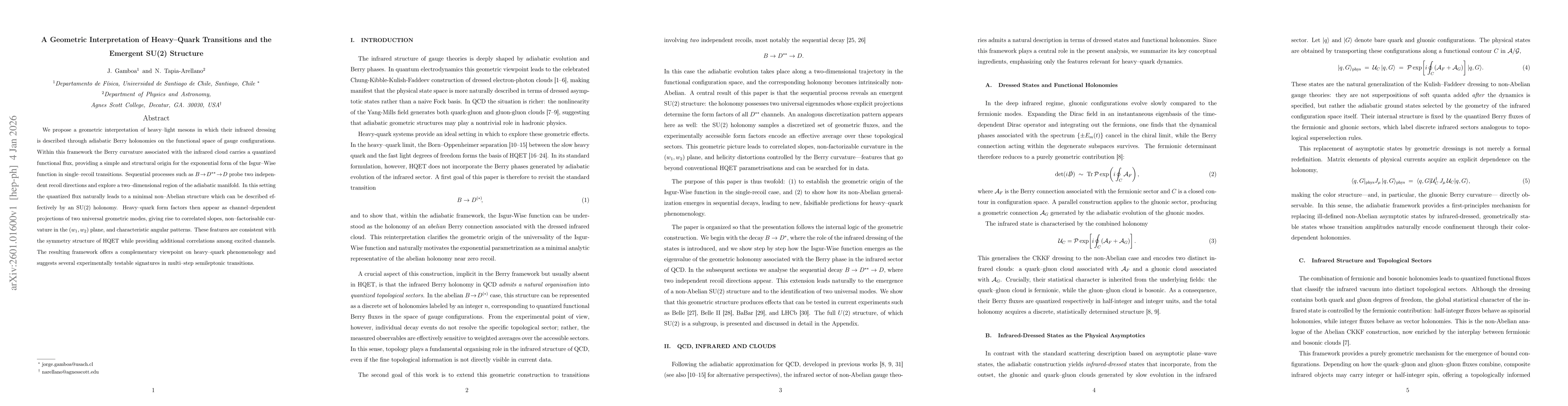 Thumbnail for A Geometric Interpretation of Heavy-Quark Transitions and the Emergent SU(2) Structure