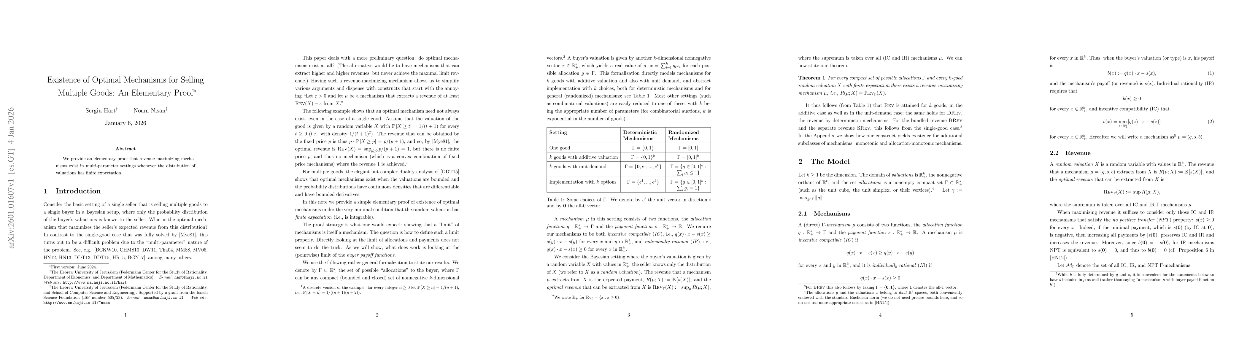 Thumbnail for Existence of Optimal Mechanisms for Selling Multiple Goods: An Elementary Proof