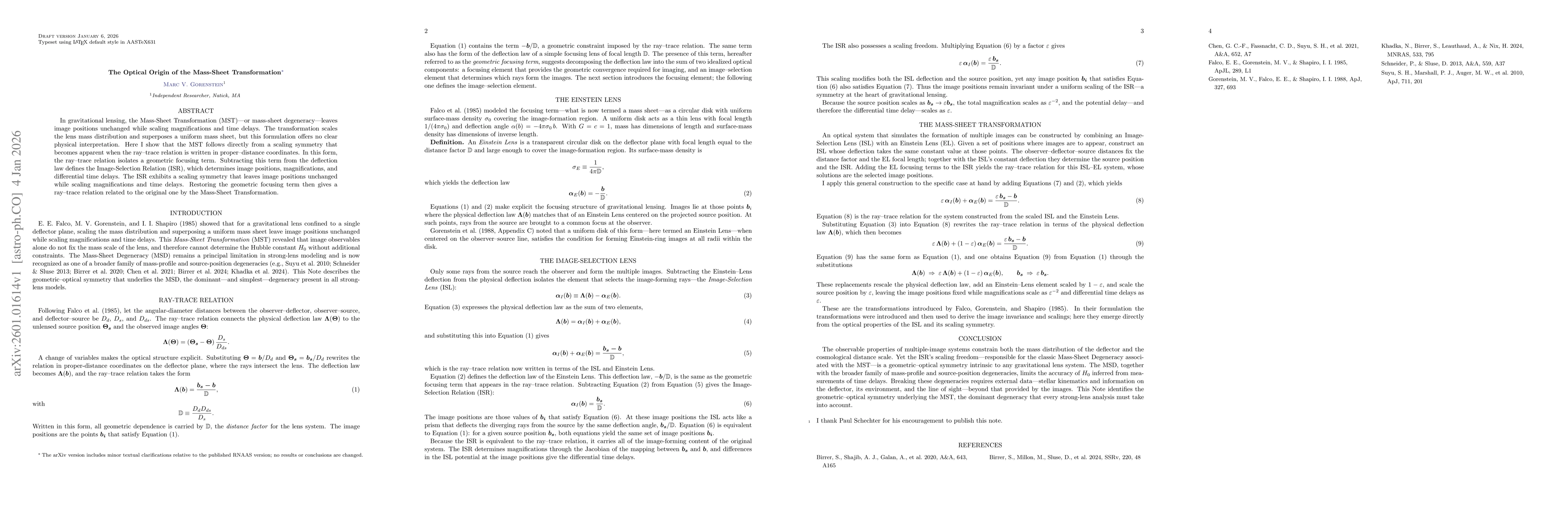 Thumbnail for The Optical Origin of the Mass-Sheet Transformation
