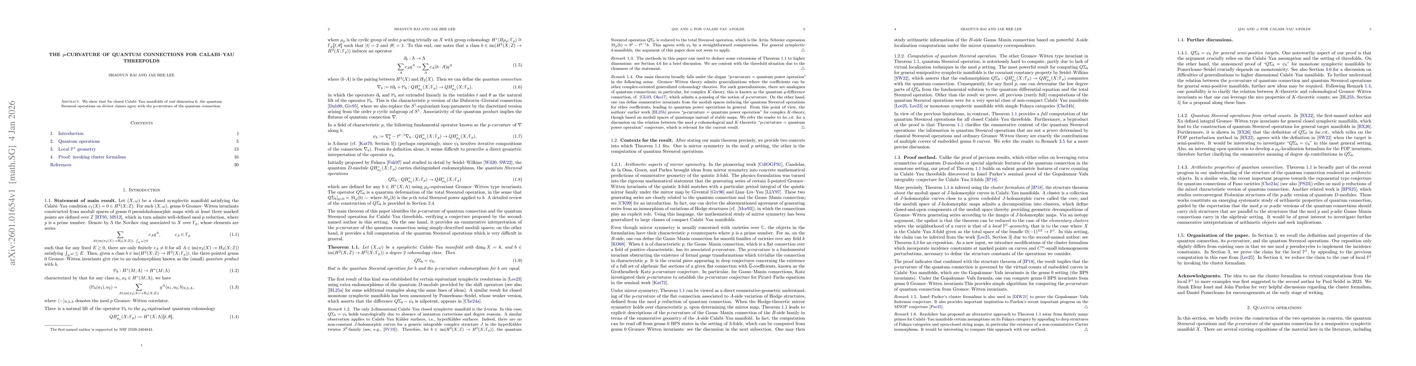 Thumbnail for The $p$-curvature of quantum connections for Calabi-Yau threefolds