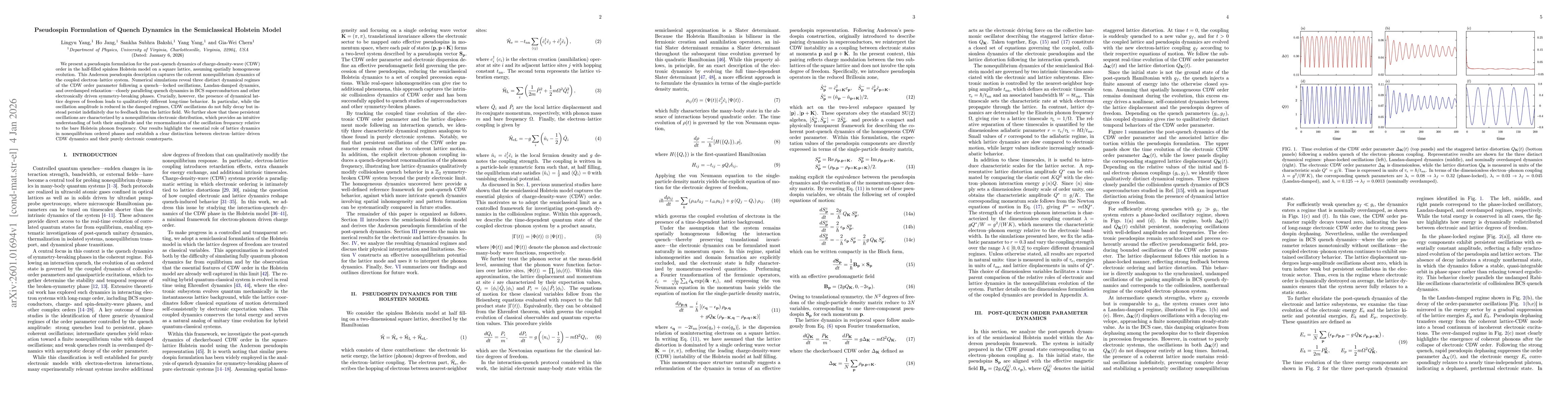 Thumbnail for Pseudospin Formulation of Quench Dynamics in the Semiclassical Holstein Model