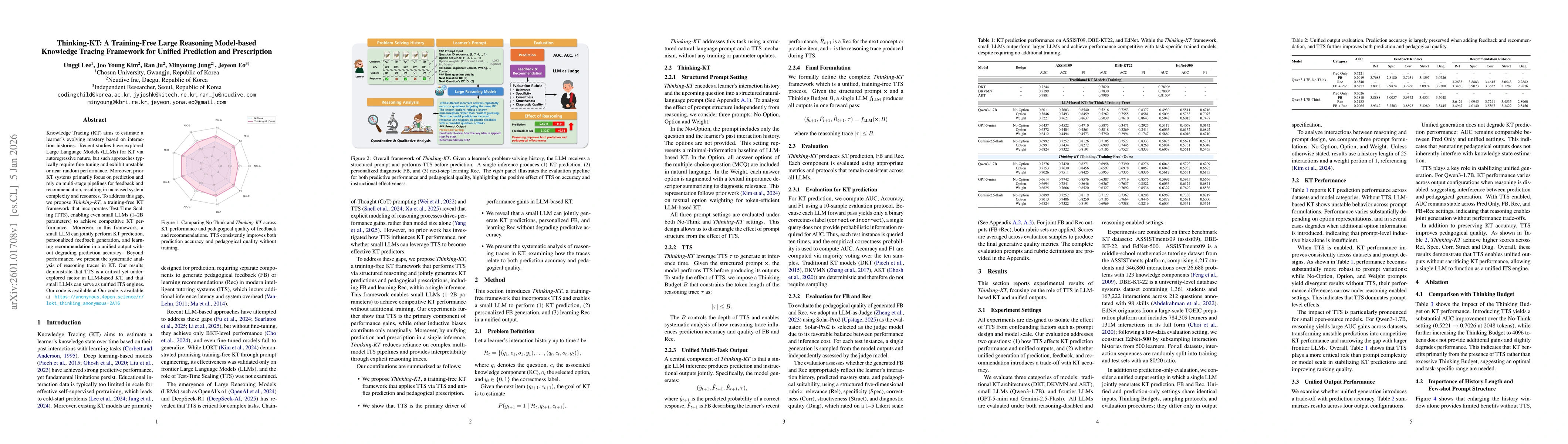 Thumbnail for A Training-Free Large Reasoning Model-based Knowledge Tracing Framework for Unified Prediction and Prescription