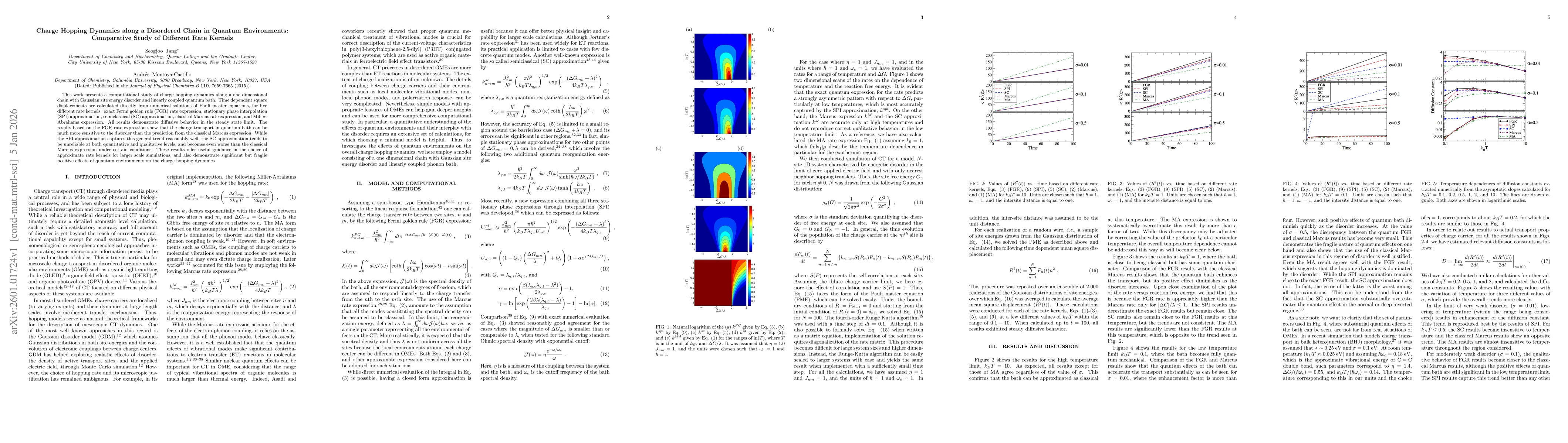 Thumbnail for Charge Hopping Dynamics along a Disordered Chain in Quantum Environments: Comparative Study of Different Rate Kernels