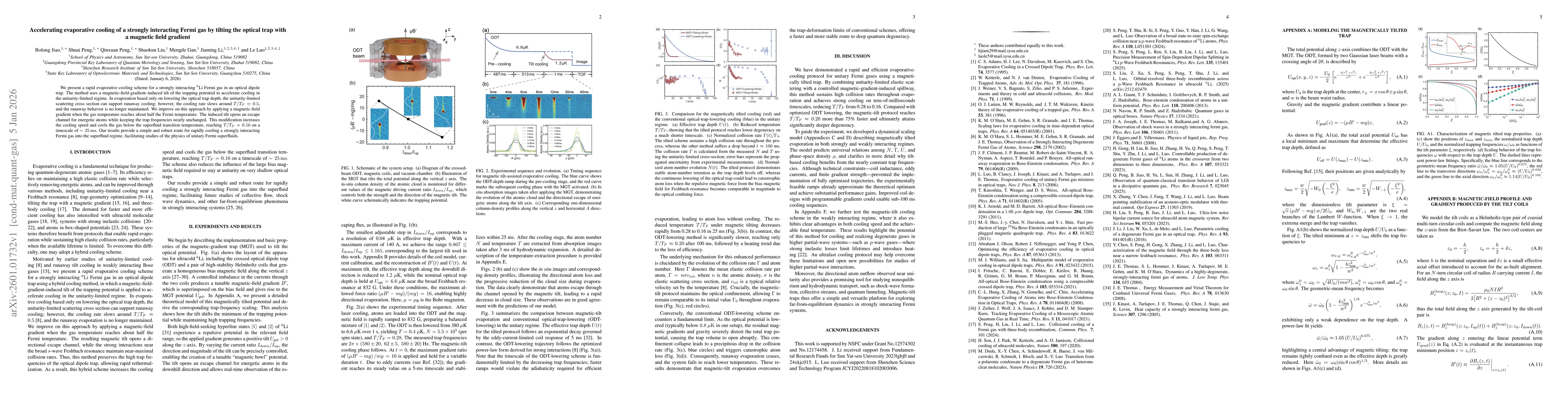 Thumbnail for Accelerating evaporative cooling of a strongly interacting Fermi gas by tilting the optical trap with a magnetic field gradient