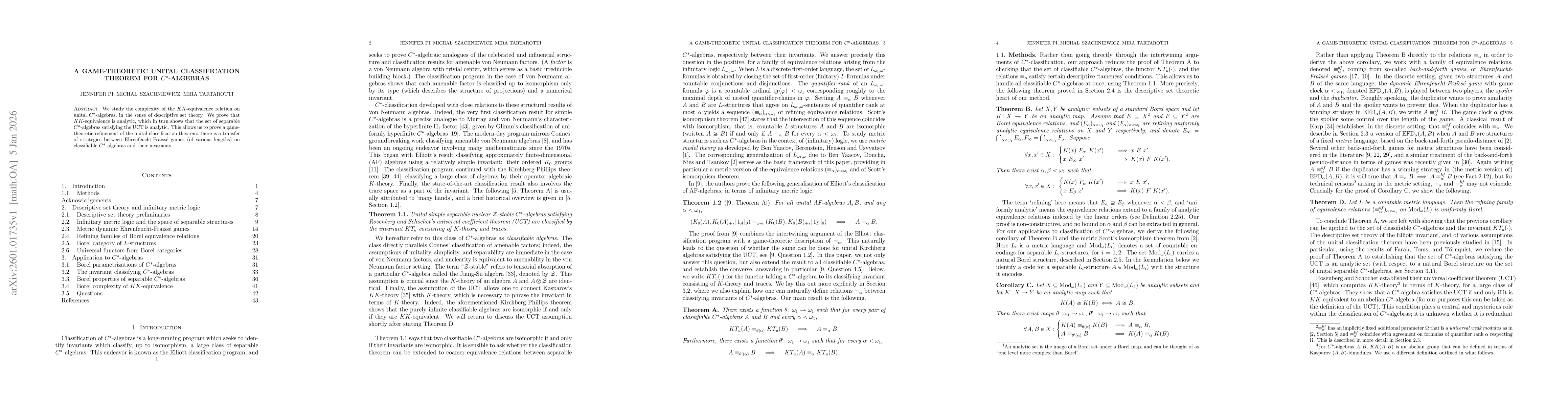 Thumbnail for A Game-Theoretic Unital Classification Theorem for $C^*$-Algebras