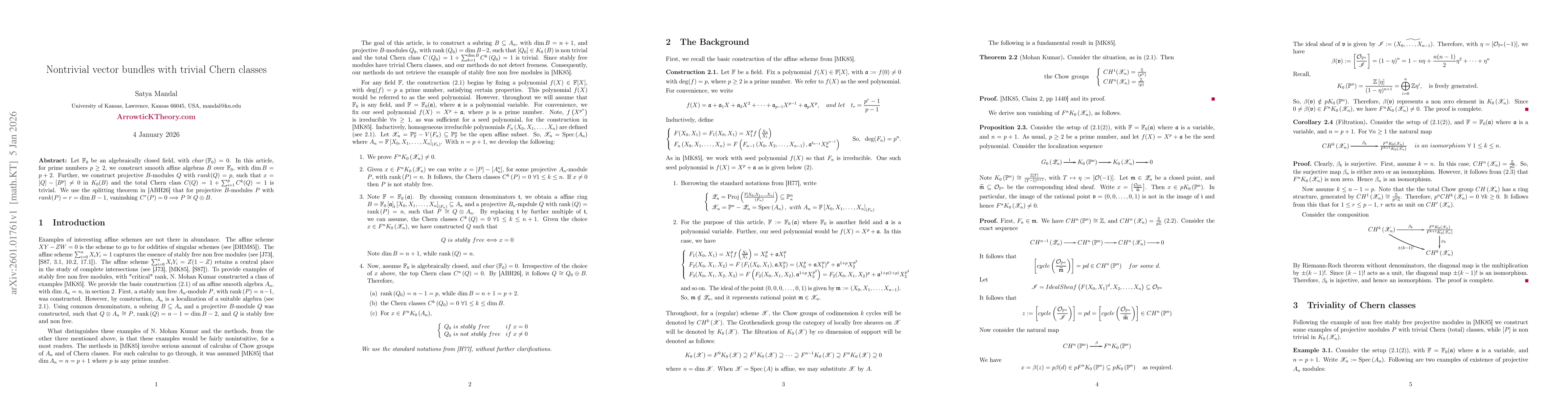 Thumbnail for Nontrivial vector bundles with trivial Chern classes