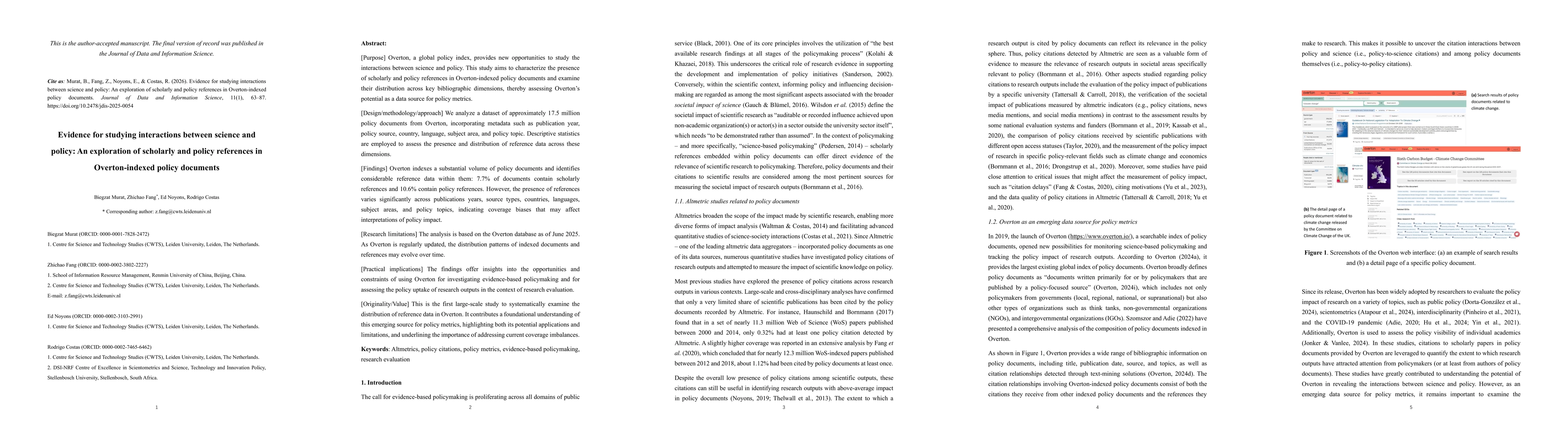 Thumbnail for Evidence for studying interactions between science and policy: An exploration of scholarly and policy references in Overton-indexed policy documents