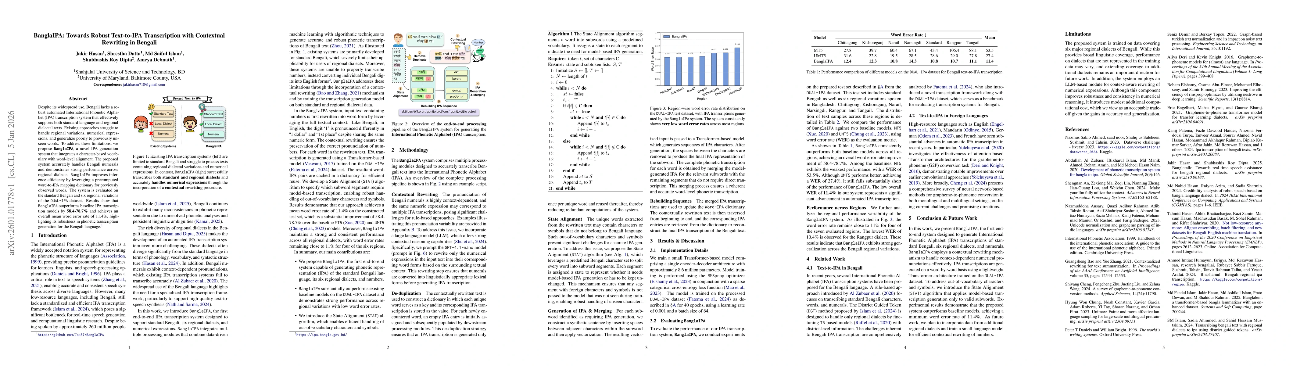 Thumbnail for BanglaIPA: Towards Robust Text-to-IPA Transcription with Contextual Rewriting in Bengali