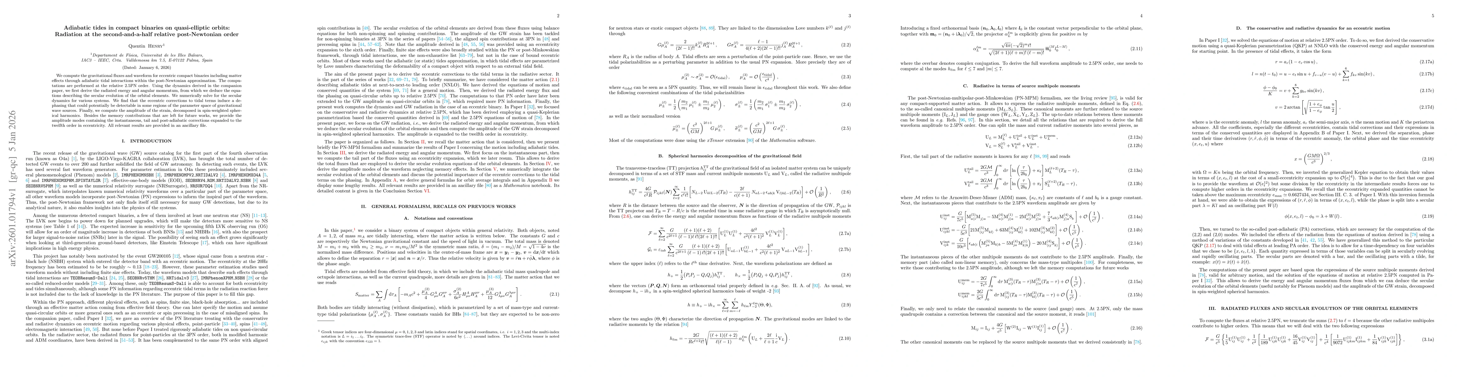 Thumbnail for Adiabatic tides in compact binaries on quasi-elliptic orbits: Radiation at the second-and-a-half relative post-Newtonian order