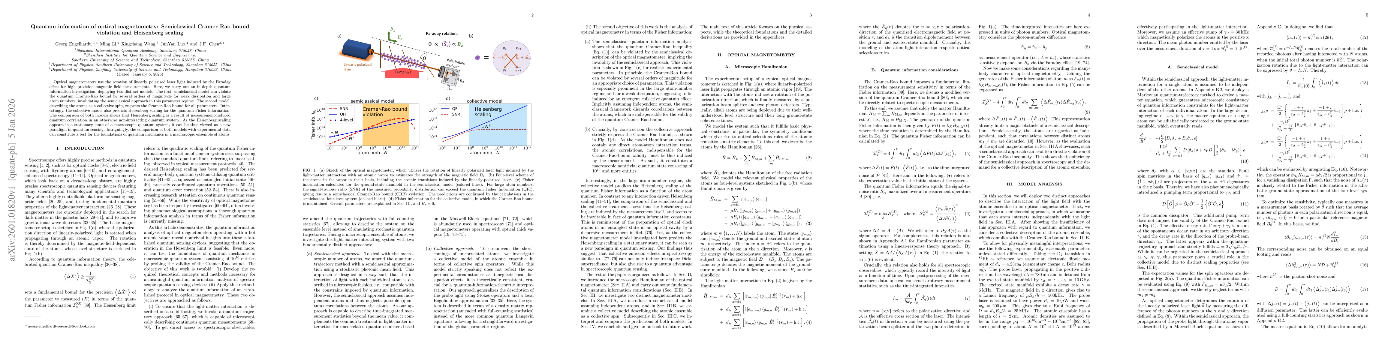 Thumbnail for Quantum information of optical magnetometry: Semiclassical Cramer-Rao bound violation and Heisenberg scaling