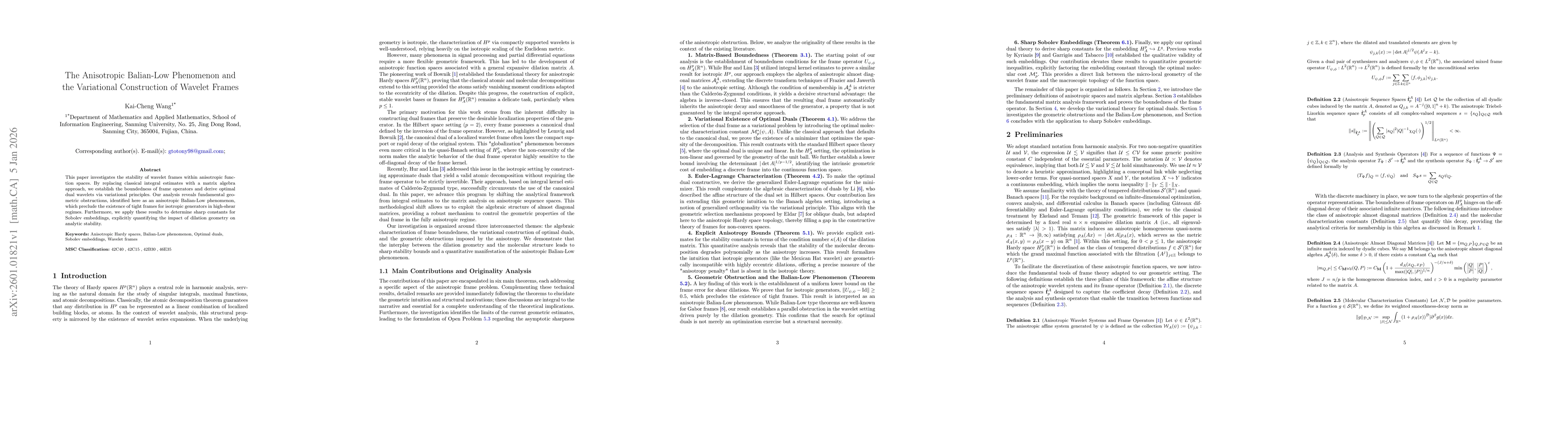 Thumbnail for The Anisotropic Balian-Low Phenomenon and the Variational Construction of Wavelet Frames