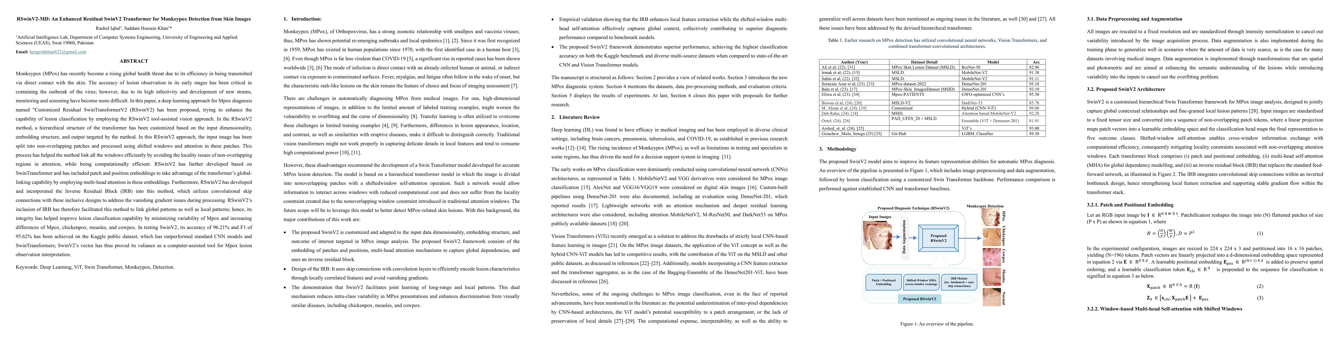 Thumbnail for RSwinV2-MD: An Enhanced Residual SwinV2 Transformer for Monkeypox Detection from Skin Images