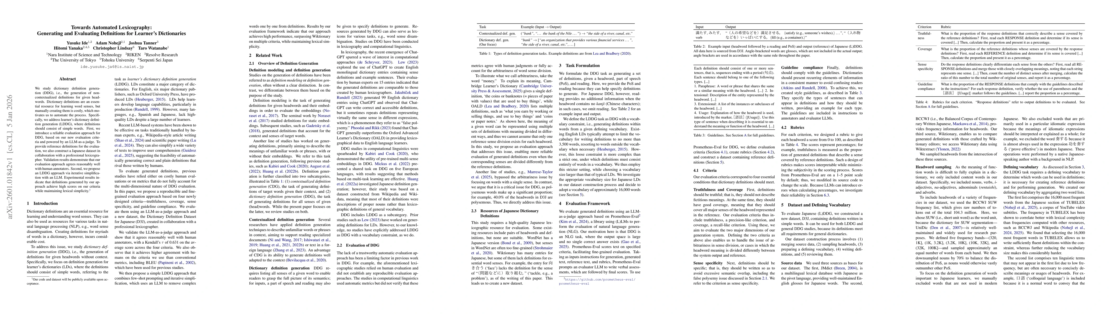 Thumbnail for Towards Automated Lexicography: Generating and Evaluating Definitions for Learner's Dictionaries